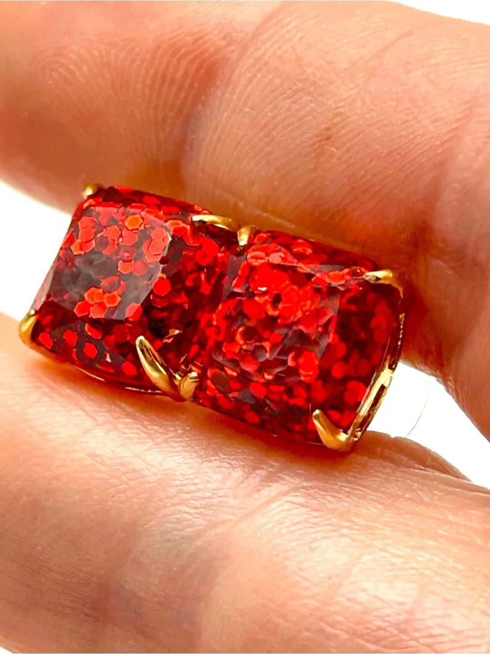 Kate Spade Red Glitter Gumdrop Earrings